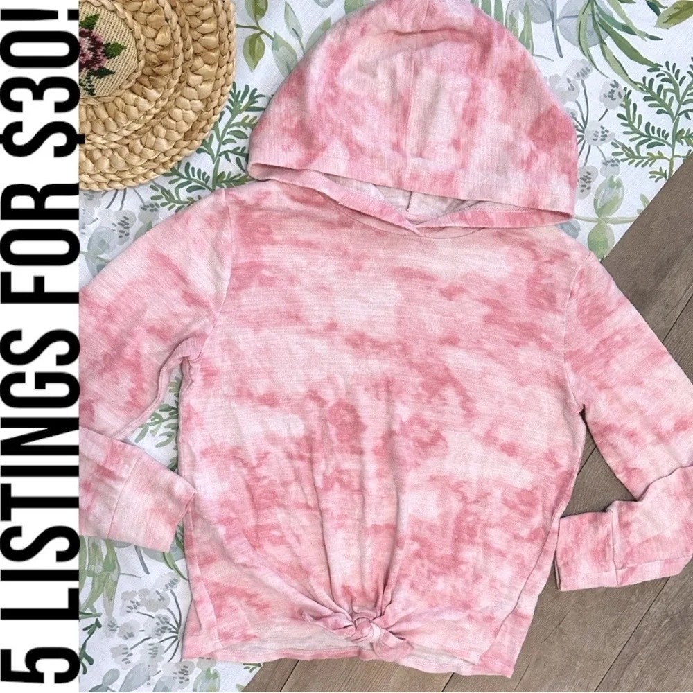 Old Navy Girls Tie Dye Plush Knit Tie Front pullover Hoodie Size Large